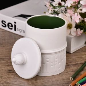 Luxury custom-made pure white ceramic glass candle holder with a lid for candle making