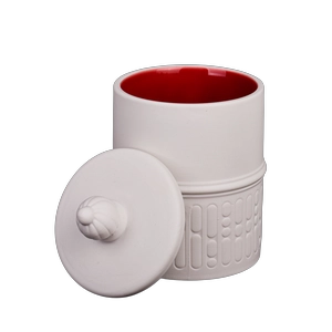 Wholesale white porcelain red pattern ceramic candle jars with lids