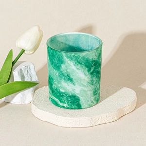 Luxury Custom Jade Texture Glass Candle Jar for Home Decor