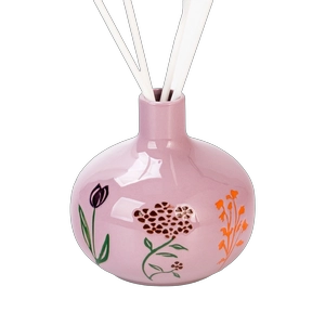 Botellas difusoras de láminas de cerámica florales únicas al por mayor en tono rosa suave
