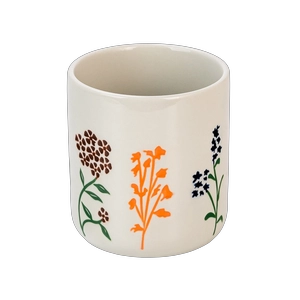 Roarahi Kirīmi White Embossed Wildflower Ceramic Candle ipu