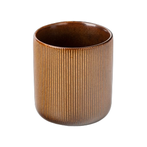 460 ml karamelbrun lodret ribbet keramisk lyskrukke