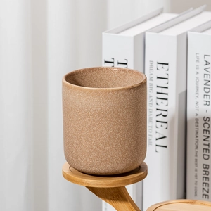 Custom Modern Warm Brown Speckled Glaze Ceramic Candle Jar