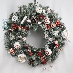 Senmasine 30inch christmas wreaths for door hanging xmas party decor mixed pinecones candy ball ornaments