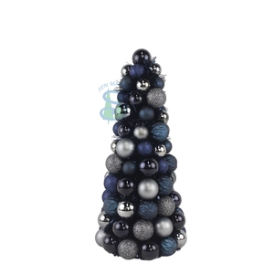 Senmasine 40cm baubles ball Cone Tree for indoor desktop party Christmas decoration blue grey ornaments