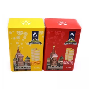 Kilang Borong Custom Rectangle Egg Roll Biskut Cookie Food Storage Gift Box Tin