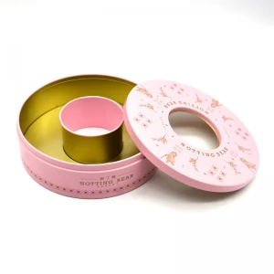 High quality metal tinplate food-grade tin can round cake biscuit tin box custom