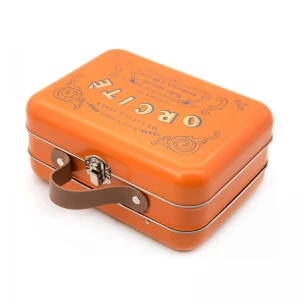Custom logo Metal Packaging Boxes Rectangle Tin Box With Handle