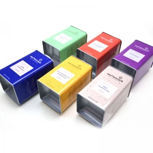 Gred Makanan Borong Custom Printed Square Tea Tin boleh membungkus Kotak Timah Penyimpanan