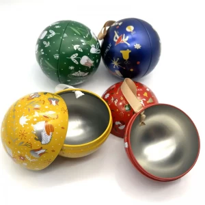 Kotak Hadiah Pusingan Krismas Bola Berbentuk Tinplate Xmas Tree Hiasan Hiasan Krismas Kain Candy Christmas