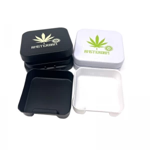 NEW Matte Black Child Resistant Tin With Hinged Lid With Button Lock CR Metal Tin Box