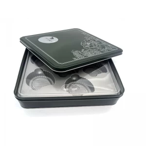 Festival Mooncake Square Festival Pakej Pakej Cookie Cookie Cookie Cookie Coket Metal Canister Dengan Sisipan Plastik