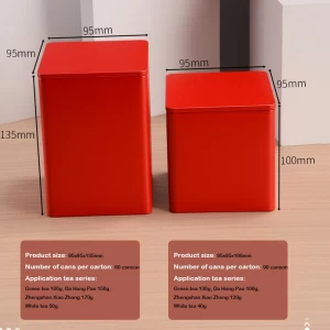 China Manufacturers Custom Tea tin Packaging square Tin Can for Tea Coffee