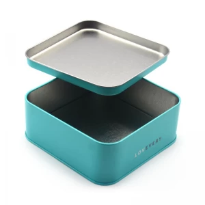 Custom Printed Large Metal Tin Container square Cookies Chocolate Tin Box