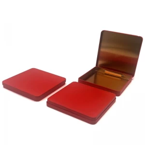 Portable Metal Empty Hinged Tins Box Square Custom Tin Case for Candy Key Earrings
