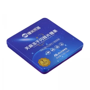 Custom Printed Square Hinged Lid Candy Tin Box