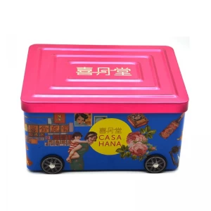 Custom Cookies Tin Box with Wheel