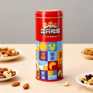 Caja de hojalata de bocadillo redondo impreso personalizado de fábrica