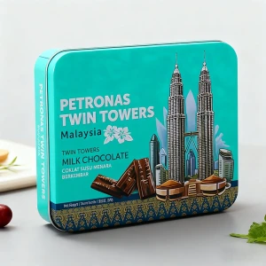 Embalaje de caja de lata de chocolate rectangular impreso personalizado