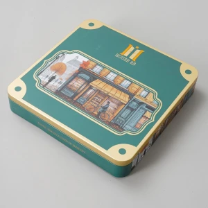 Contenedor de metal con caja de lata cuadrada impresa personalizada