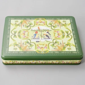 Envase de metal de empaquetado de caja rectangular impresa aduana de la lata de la galleta