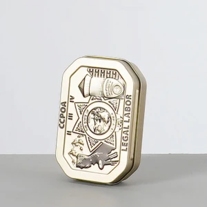 Caja de lata de metal con tapa con bisagras personalizada