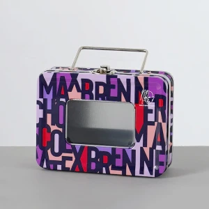 Embalaje de caja de lata con manija de ventana rectangular personalizada