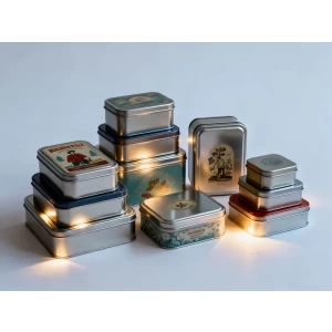 Bekas timah logam tahan lama untuk pen, pensil, dan alat kecil