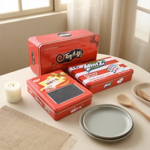 Caixas de lata personalizadas de qualidade alimentar para doces e doces gourmet