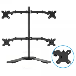 Black Universal Quad Monitor Arm Mount – Adjustable Aluminum Alloy Monitor Stand for 4 Screens | Manufacturer & OEM/ODM Supplier