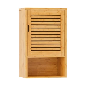 China Wholesale Bamboo Wall Mounted Storage Cabinet with Single Door and Adjustable Inner Shelf manufacturer