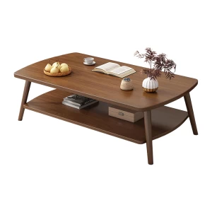 China Custom Wooden Coffee Table 2 Tier Center Table with Storage Shelf for Home Use manufacturer