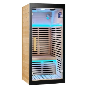 China Factory Direct Supply 1 Person Graphene Sauna Room with Stainless Steel Edging manufacturer