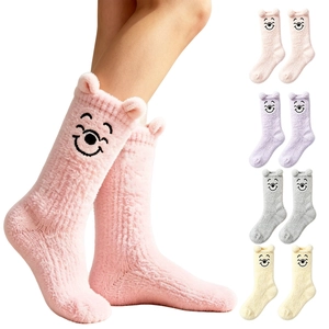 Custom logo Christmas Women Coral Fleece Velvet Fuzzy Stripe Christmas Socks Women Winter Cozy Indoor Socks