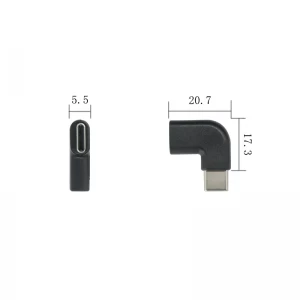 Rechtwinkliger USB-C-Adapter Low Profile 90-Grad-Extender PD 100W Schnellladung Typ C-Stecker auf Buchse Extender-Adapter