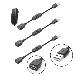 USB 2.0 Verlängerungskabel mit EIN/AUS-Schalter LED-Anzeige für Raspberry Pi PC USB-Lüfter