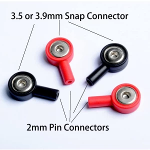 Electrode Pin to Snap Connect Adapters Tens Lead Wire Adapters - 2mm Pin to 3.5mm & 3.9mm Snap Connector