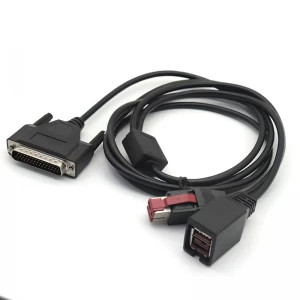 Aangepaste DB44 Male naar 24V PoweredUSB Male + 24V Powered USB Female splitterkabel