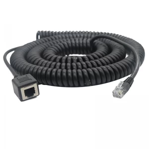 Spring coiled RJ12 6P6C Male to RJ12 6P6C Female extension spiral telephone cable