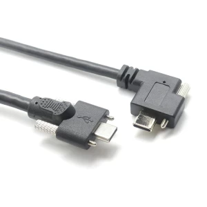 porcelana USB 3.1 tipo C con bloqueo lateral personalizado a cable USB tipo C con bloqueo de tornillo doble de 90 grados fabricante