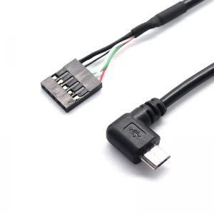Micro USB de ángulo derecho/izquierdo de 90 grados, 5 pines macho a dupont, Cable hembra de placa base de cabecera de 2,54mm