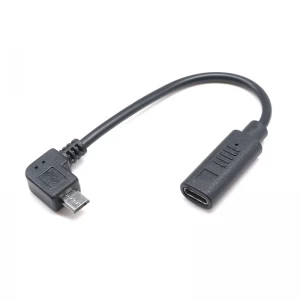 Câble Micro USB mâle à angle droit de 90 degrés vers type C femelle pour tablette de téléphone avec appareil photo USB C
