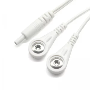 Cable conductor de electrodo Tens DC 2,35 mm macho a cable a presión ecg dual de 3,5 mm y 4,0 mm