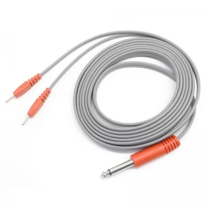 Cable conductor TENS EMS, electrodo de unidad Tens de 2,0 MM a cable conductor ECG de 6,35 mm de 1/4 de pulgada