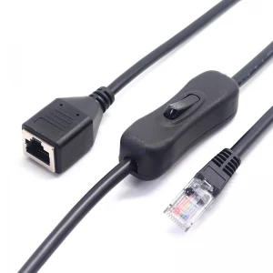 Custom RJ45 Male to RJ45 Female extension cord with on off switch