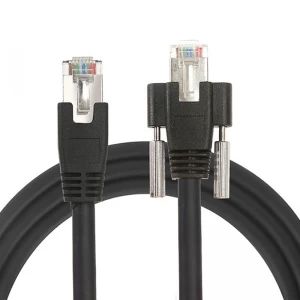Cable Ethernet de red Gigabit Rj45 Cat6 8p8c de cámara industrial de alta flexibilidad con bloqueo de tornillo