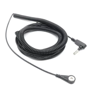 ESD Banana Jack to 4.0mm Electrode Snap Anti-static Grounding Coil Cord for Wrist Straps