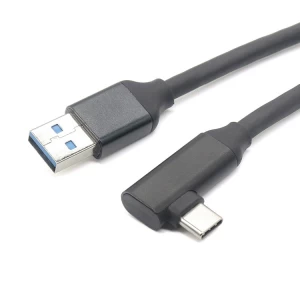 Aangepaste 10Gpbs USB A Male naar 90 graden rechte hoek Type C Male 100W PD snelladende VR-kabel