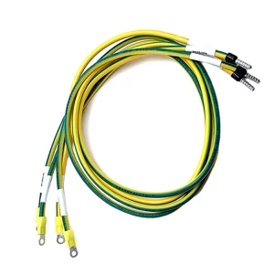 Nova pilha de carregamento de energia fio de aterramento verde-amarelo 6mm2 fio de terminal de anel de cabeça dupla RV5.5-4 chicote de fiação