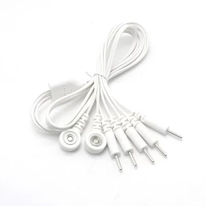 Dual 3.5mm Female Magnet Snap to Din 2MM Needle Electrode Pin Tens Lead Wire for Electrical Muscle Stimulation(EMS) Machine